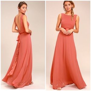 Lulu’s Chiffon V Back Ribbon Dress